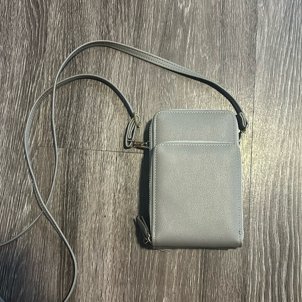 grey crossbody purse